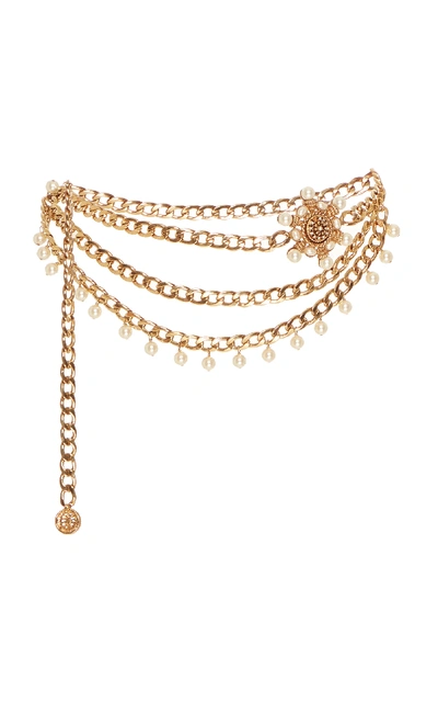 Shop Markarian Valeria Embellished Gold-plated Belt