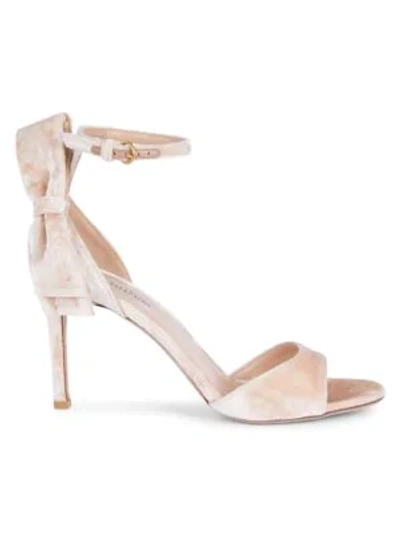 Shop Valentino Bow Velvet Ankle-strap Sandals In Sorbet