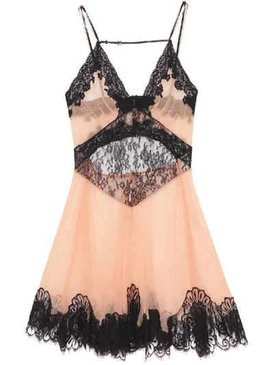 Shop Gucci Lace-trim Slip Dress In Pink
