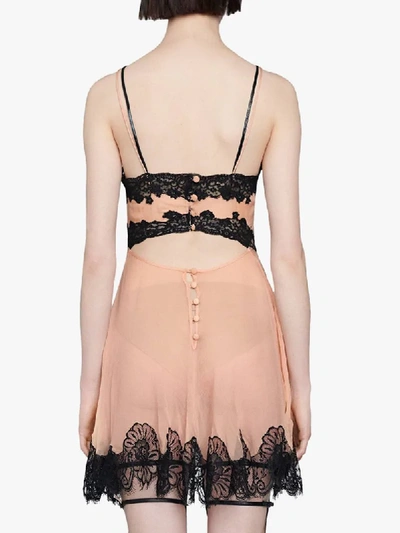 Shop Gucci Lace-trim Slip Dress In Pink