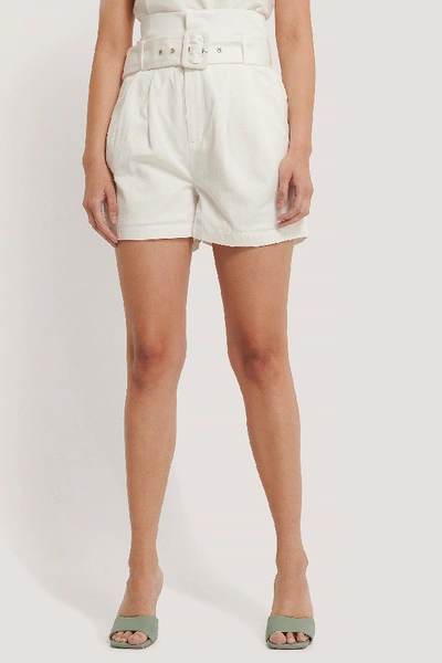 Shop Glamorous Belted High Waist Shorts White In Offwhite