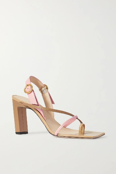 Shop Wandler Elza Two-tone Leather Slingback Sandals In Tan