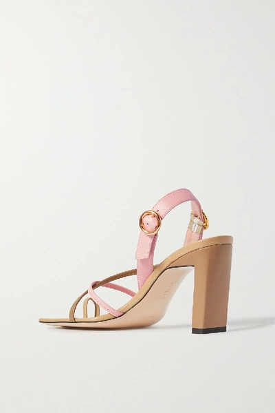 Shop Wandler Elza Two-tone Leather Slingback Sandals In Tan