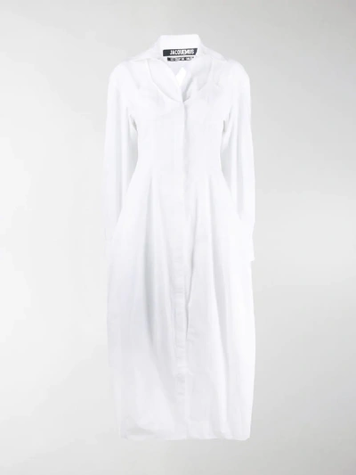 Shop Jacquemus Valensole Cutout Shirt Dress In White