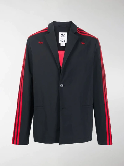 Shop Adidas By 424 Three Stripe Lightweight Blazer In Black