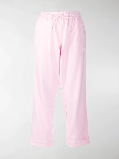 Shop Y-3 Cropped Track Trousers In Pink