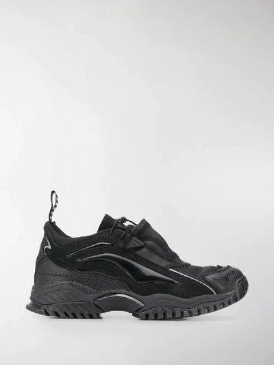 T字抽绳扣环对比拼接运动鞋