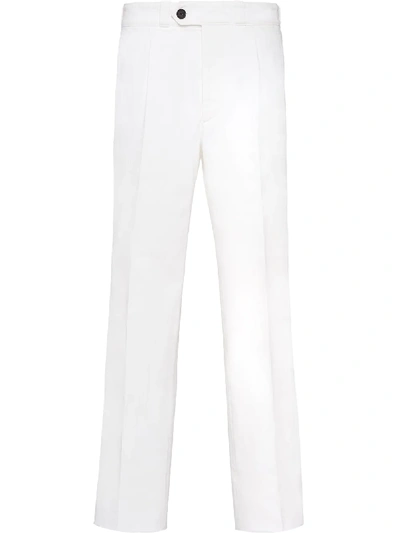 Shop Prada Cropped Straight-leg Jeans In White