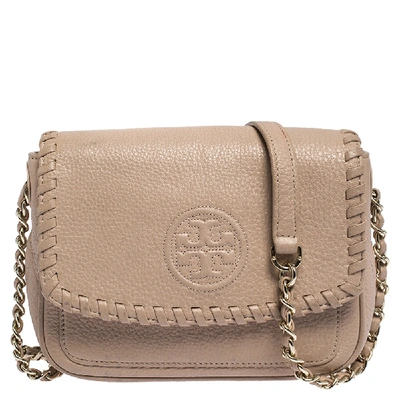 Pre-owned Tory Burch Light Pink Leather Mini Marion Crossbody Bag