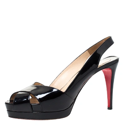 Pre-owned Christian Louboutin Black Patent Leather Soso Slingback Sandals Size 40