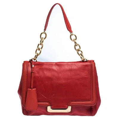 Pre-owned Diane Von Furstenberg Red Leather New Harper Satchel