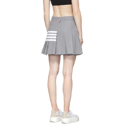 Shop Thom Browne Grey Flyweight Pleated Back 4-bar Miniskirt In 035 Grey