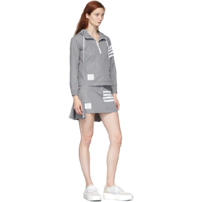 Shop Thom Browne Grey Flyweight Pleated Back 4-bar Miniskirt In 035 Grey