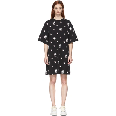 Shop Mcq By Alexander Mcqueen Black Mcq Swallow T-shirt Dress In 1000 Black