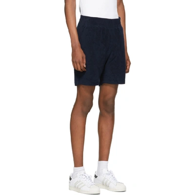 Shop 032c Navy Terry Logo Embroidery Shorts