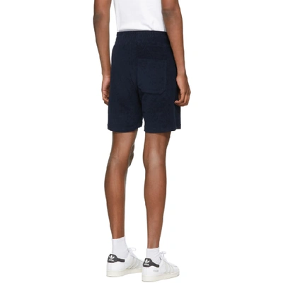 Shop 032c Navy Terry Logo Embroidery Shorts