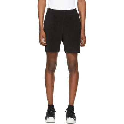 Shop 032c Black Terry Logo Embroidery Shorts