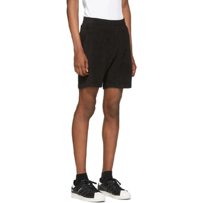 Shop 032c Black Terry Logo Embroidery Shorts