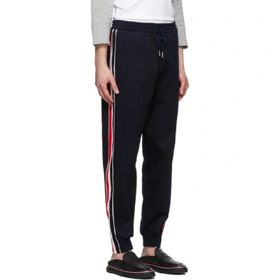 Shop Thom Browne Navy Interlocking Rwb Stripe Lounge Pants In 415 Navy