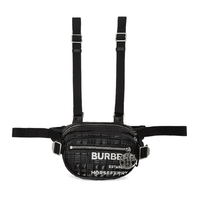 Shop Burberry Black Coated Canvas Cannon Horseferry Belt Pack