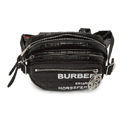 Shop Burberry Black Coated Canvas Cannon Horseferry Belt Pack