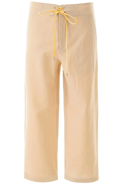 Shop Lanvin Wide Leg Trousers In Beige