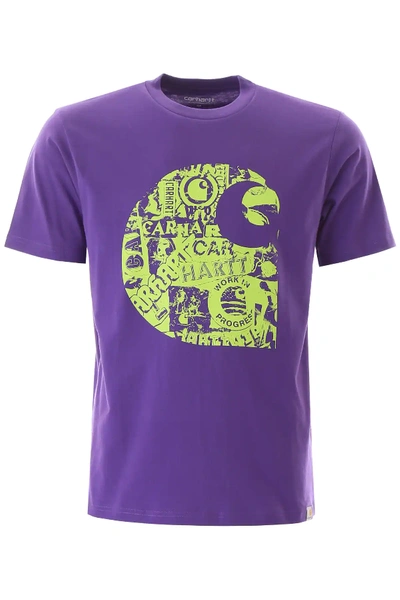 Shop Carhartt Collage Logo T-shirt In Purple,green