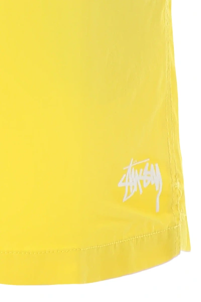 Shop Stussy Swim Trunks With Logo In Yellow