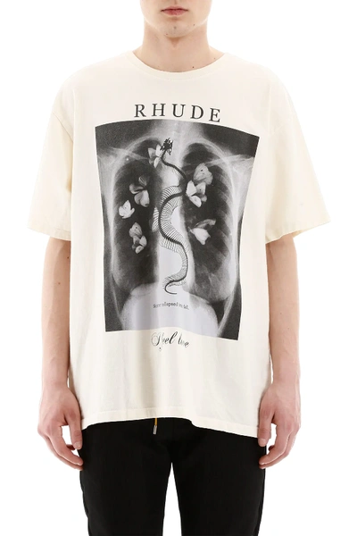 Shop Rhude Rib Cage Print T-shirt In Beige,black