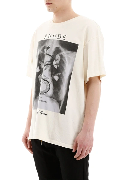 Shop Rhude Rib Cage Print T-shirt In Beige,black