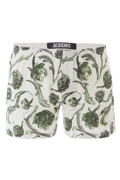Shop Jacquemus Printed Shorts In White,green