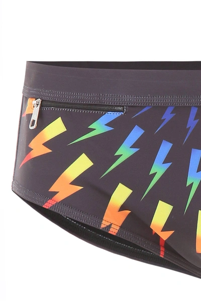 Shop Neil Barrett Rainbow Thunder Swim Briefs In Black,orange,yellow