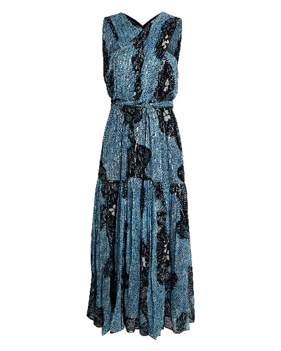 Shop Ulla Johnson Adora Floral Silk-lurex Dress In Blue-med