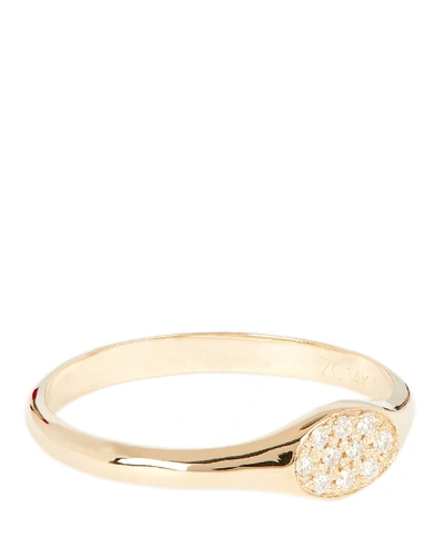 Shop Zoë Chicco Small Oval Pavé Signet Ring In Gold