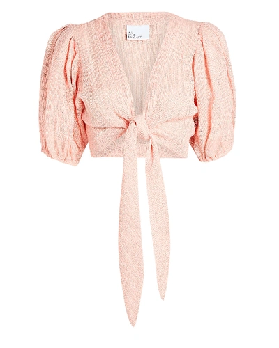 Shop Lisa Marie Fernandez Pouf Tie-front Crop Top In Pink