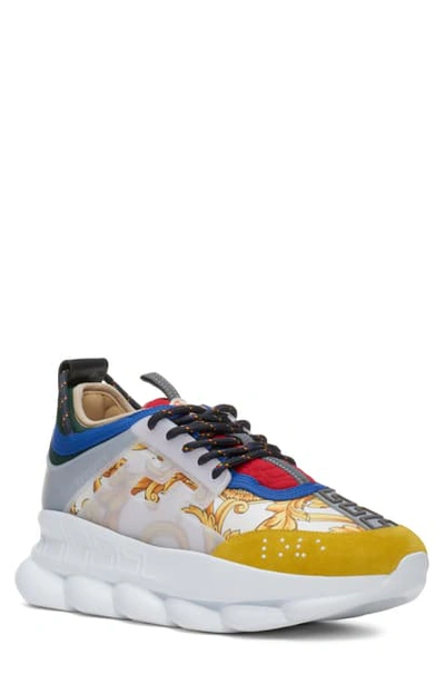 Shop Versace Chain Reaction Sneaker In White/ Gold