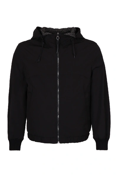 Shop Ferragamo Hooded Reversible Nylon Jacket In Black