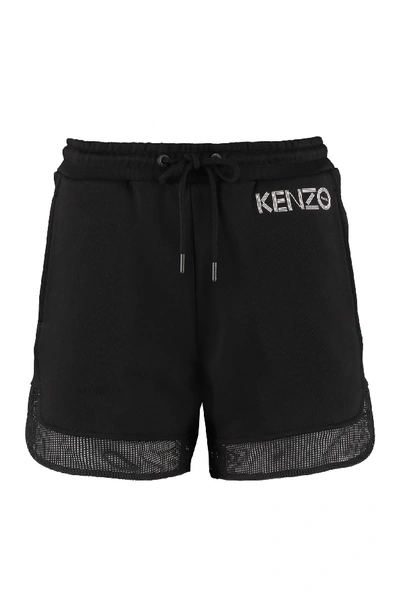 Shop Kenzo Logo Print Sweatshorts In Black