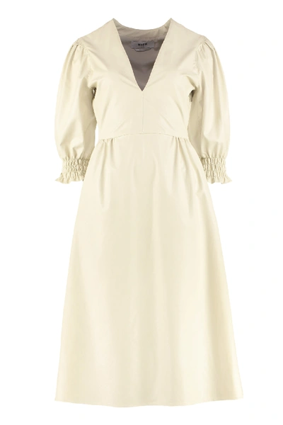 Shop Msgm Faux Leather Midi Dress In Ivory