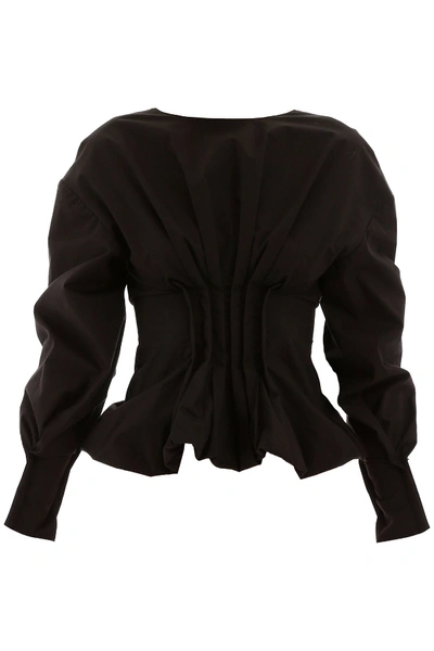 Shop A.w.a.k.e. Top With Gathered Waist In Black (black)