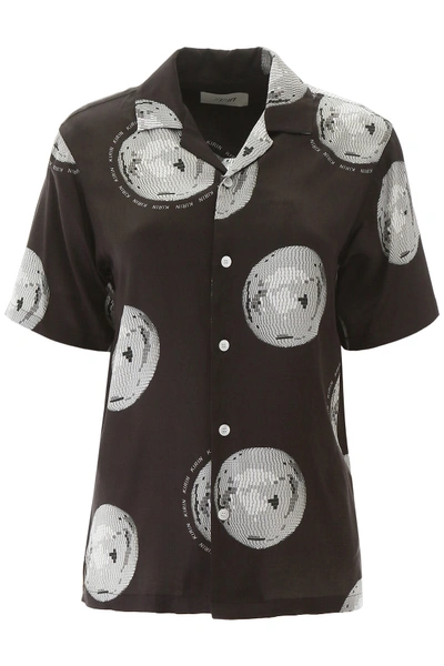 Shop Kirin Disco Ball Print Shirt In Black Silver