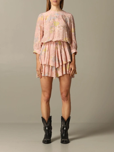 Shop Zadig & Voltaire Dress In Floral Patterned Jersey In Pink