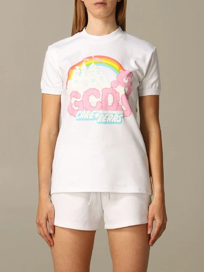 Shop Gcds T-shirt  T-shirt With Big Care Bears Print In White