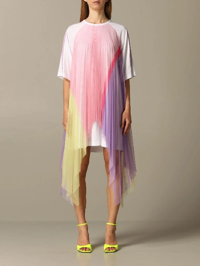 Shop Iceberg Dress In Pleated Asymmetrical Tulle In Pink