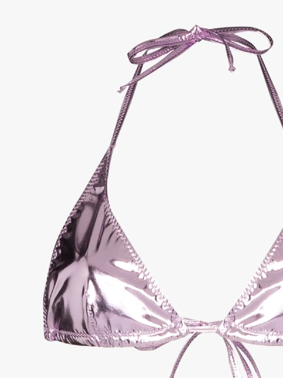 Shop Lisa Marie Fernandez Metallic Triangle Bikini In Purple