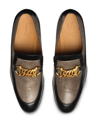 Shop Gucci Men's Horsebit Chain Loafer With Lizard In Black