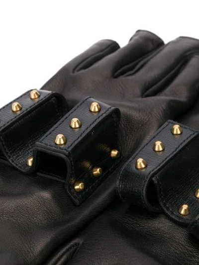 Shop Gucci Studded Fingerless Gloves In Black