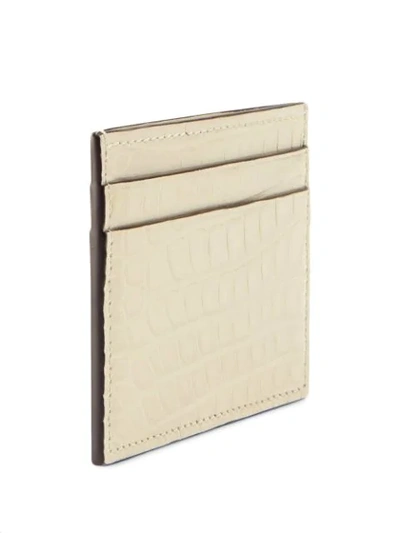 Shop Gucci Crocodile Leather Cardholder In White