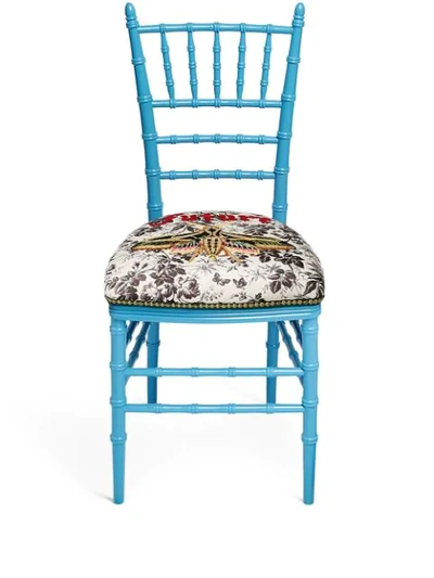 Shop Gucci Chiavari Embroidered Chair In Blue