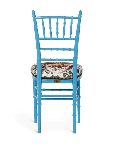 Shop Gucci Chiavari Embroidered Chair In Blue